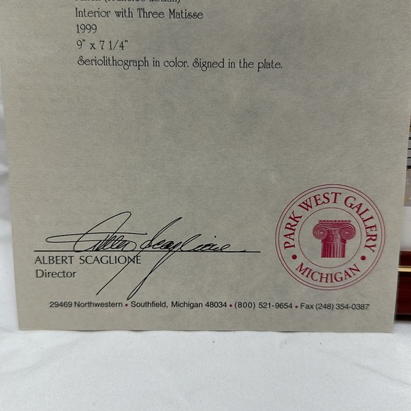 “Interior with Three Matisse” seriolithograph - Picture 9 of 10